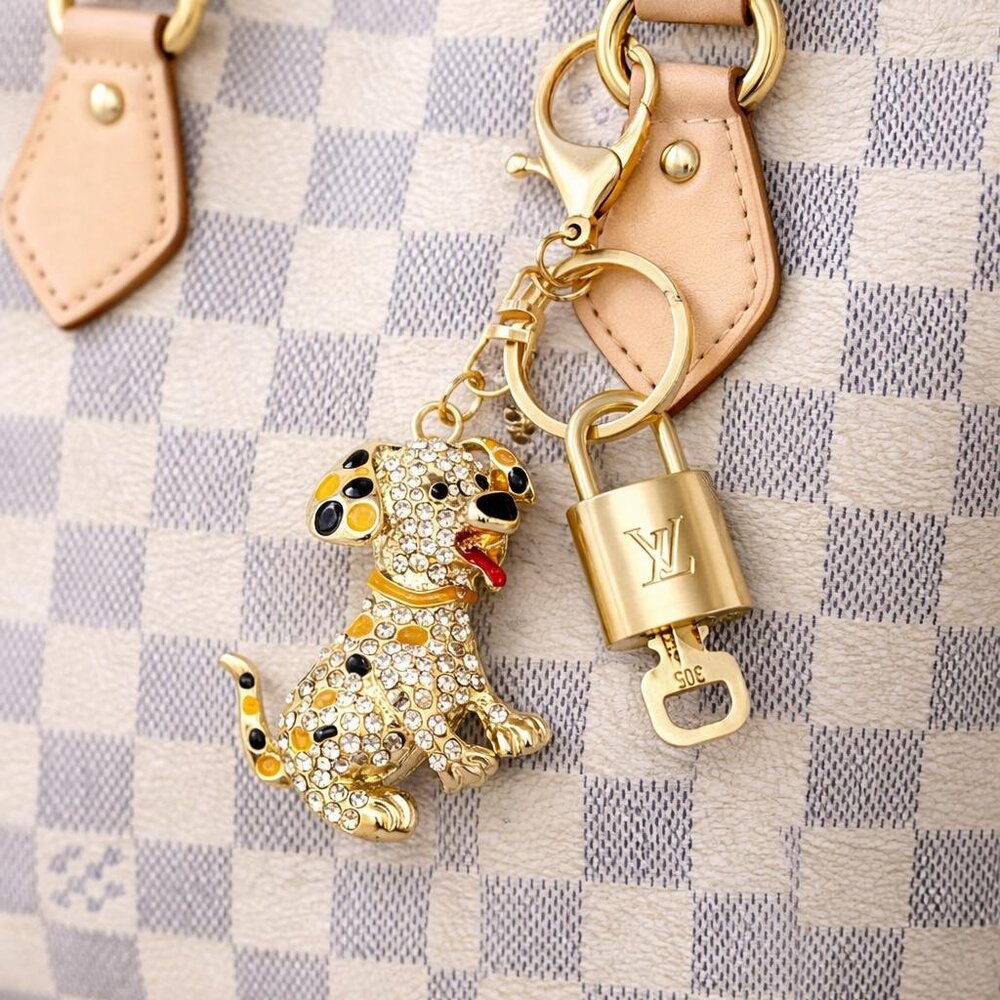 Louis Vuitton Gold Padlock 🔑 Authentic LV Unbranded Dog Keychain Bag Charm